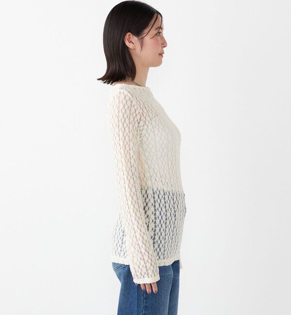 SHIPS Colors 「SHIPS Colors:〈手洗い可能〉ストレッチ レース ボートネック インナー」|Tシャツ・カットソー|