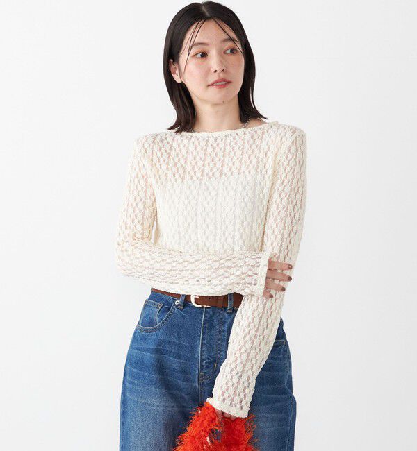 SHIPS Colors 「SHIPS Colors:〈手洗い可能〉ストレッチ レース ボートネック インナー」|Tシャツ・カットソー|