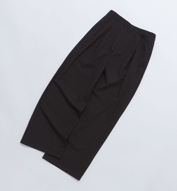 SHIPS「City Ambient Products: チェック＆ストライプ 2タック ワイド スラックス」|スラックス|