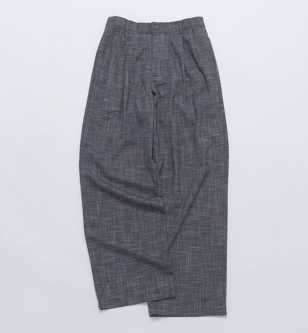 SHIPS「City Ambient Products: チェック＆ストライプ 2タック ワイド スラックス」|スラックス|ネイビー