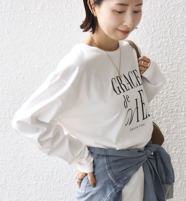 SHIPS for women「《予約》ロング スリーブ プリント TEE」|Tシャツ・カットソー|