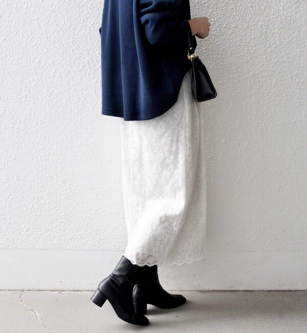 SHIPS any「SHIPS any:〈手洗い可能〉フラワー メッシュ レース タック セミフレア スカート」|スカート|