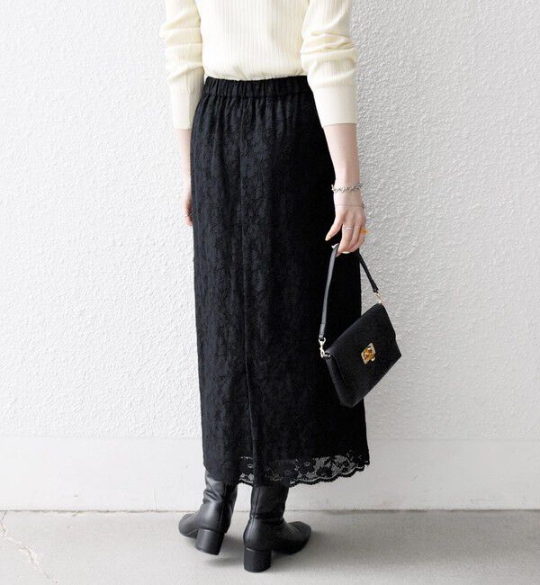 SHIPS any「SHIPS any:〈手洗い可能〉フラワー メッシュ レース タック セミフレア スカート」|スカート|