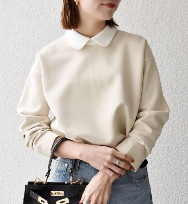 SHIPS any「《予約》SHIPS any:〈洗濯機可能〉ダンボール バイカラー プルオーバー」|Tシャツ・カットソー|