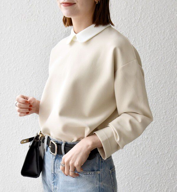 SHIPS any「《予約》SHIPS any:〈洗濯機可能〉ダンボール バイカラー プルオーバー」|Tシャツ・カットソー|