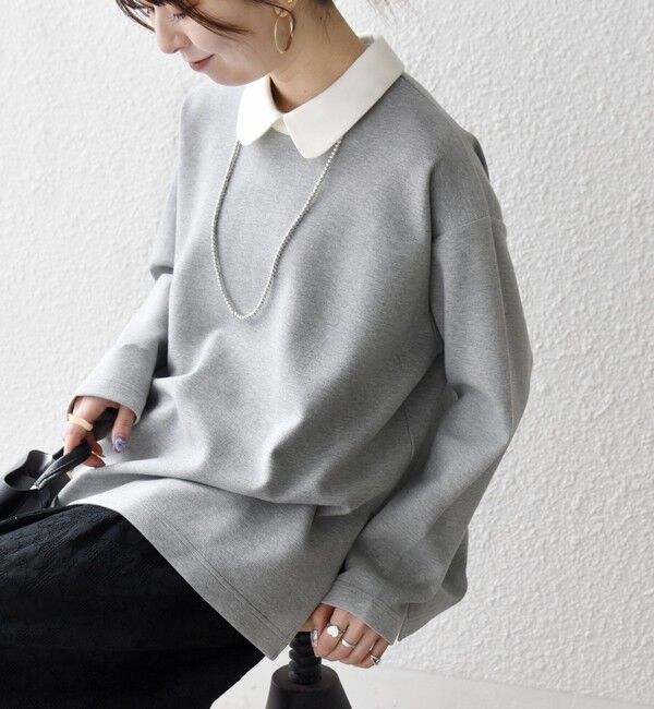 SHIPS any「《予約》SHIPS any:〈洗濯機可能〉ダンボール バイカラー プルオーバー」|Tシャツ・カットソー|