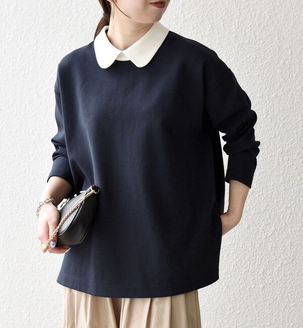 SHIPS any「《予約》SHIPS any:〈洗濯機可能〉ダンボール バイカラー プルオーバー」|Tシャツ・カットソー|