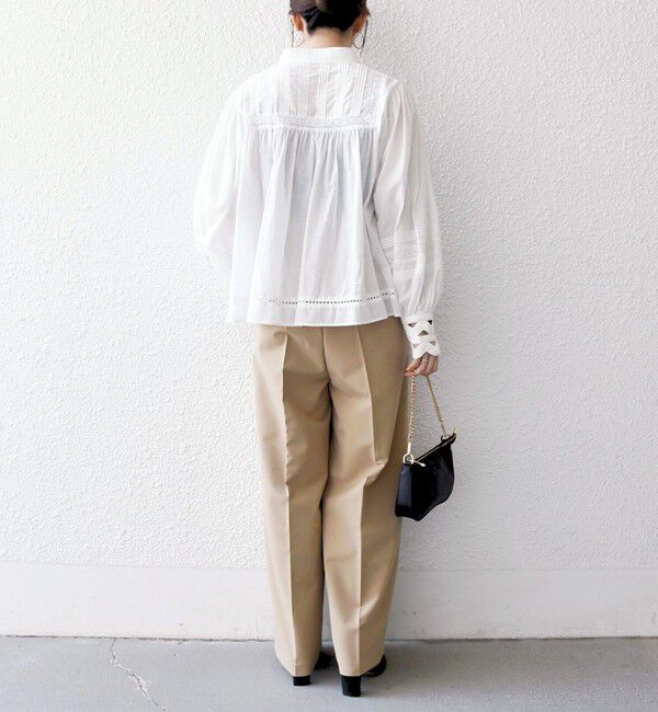 SHIPS any「《予約》SHIPS any:〈洗濯機可能〉キャンブリック スタンドカラー レース シャツ ブラウス」|シャツ・ブラウス|