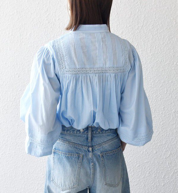 SHIPS any「《予約》SHIPS any:〈洗濯機可能〉キャンブリック スタンドカラー レース シャツ ブラウス」|シャツ・ブラウス|