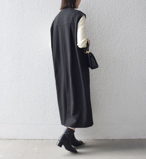 SHIPS any「《予約》SHIPS any:〈洗濯機可能〉シャーク Vネック Iライン ロング ワンピース」|ワンピース|