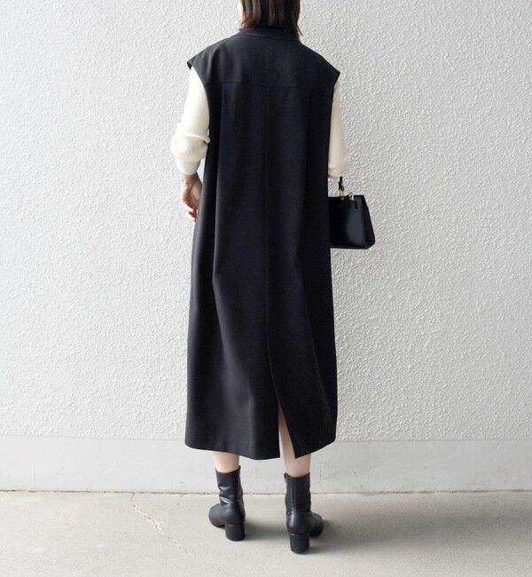 SHIPS any「《予約》SHIPS any:〈洗濯機可能〉シャーク Vネック Iライン ロング ワンピース」|ワンピース|