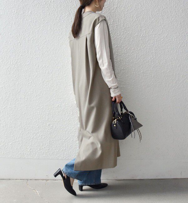 SHIPS any「《予約》SHIPS any:〈洗濯機可能〉シャーク Vネック Iライン ロング ワンピース」|ワンピース|