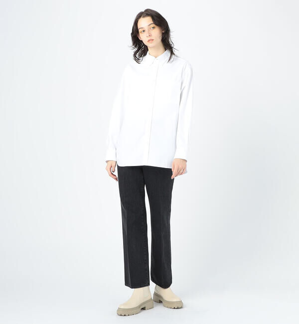 MACPHEE「コットンブラックデニム ブーツカットパンツ」|デニム|