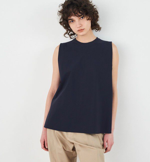 DES PRES「コットンストレッチポプリン ノースリーブブラウス」|シャツ・ブラウス|