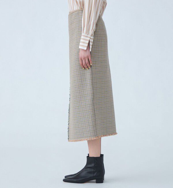 MACPHEE「コットンリバーチェック ラップスカート」|タイト|