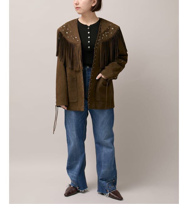  「SUEDE-LIKE LACEUP JACKET」|ノーカラージャケット|