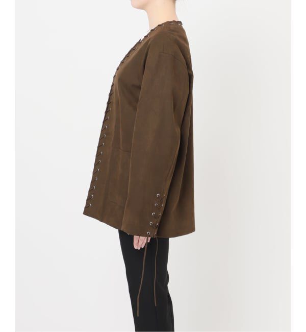  「SUEDE-LIKE LACEUP JACKET」|ノーカラージャケット|