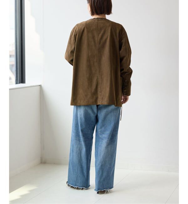  「SUEDE-LIKE LACEUP JACKET」|ノーカラージャケット|