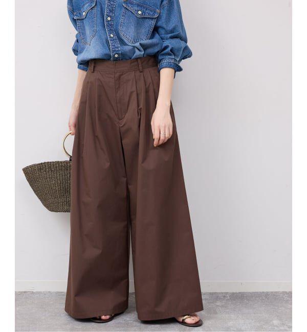 SLOBE IENA「《予約》タックワイドパンツ」|その他|ブラウン