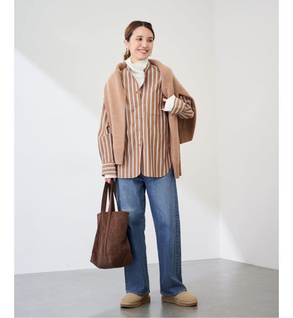FRAMeWORK「ストライプバンドカラーシャツ」|シャツ・ブラウス|