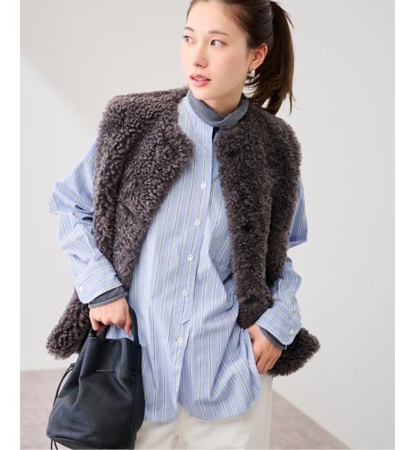 FRAMeWORK「ストライプバンドカラーシャツ」|シャツ・ブラウス|