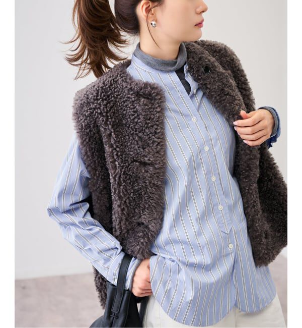 FRAMeWORK「ストライプバンドカラーシャツ」|シャツ・ブラウス|