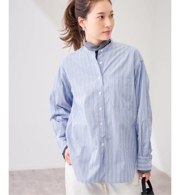 FRAMeWORK「ストライプバンドカラーシャツ」|シャツ・ブラウス|サックスブルー