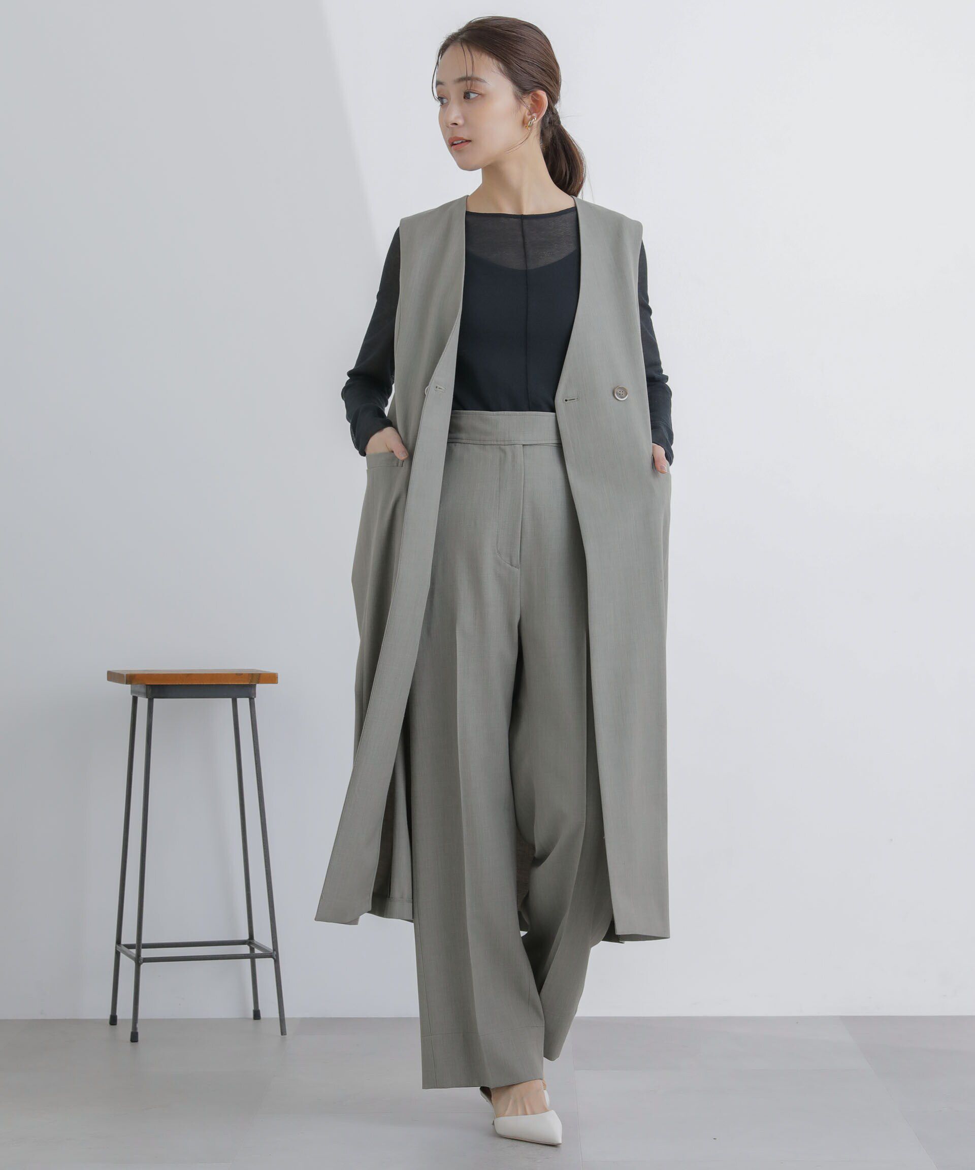 nano･universe「サイドボタンワイドパンツ(セットアップ対応)」|その他|