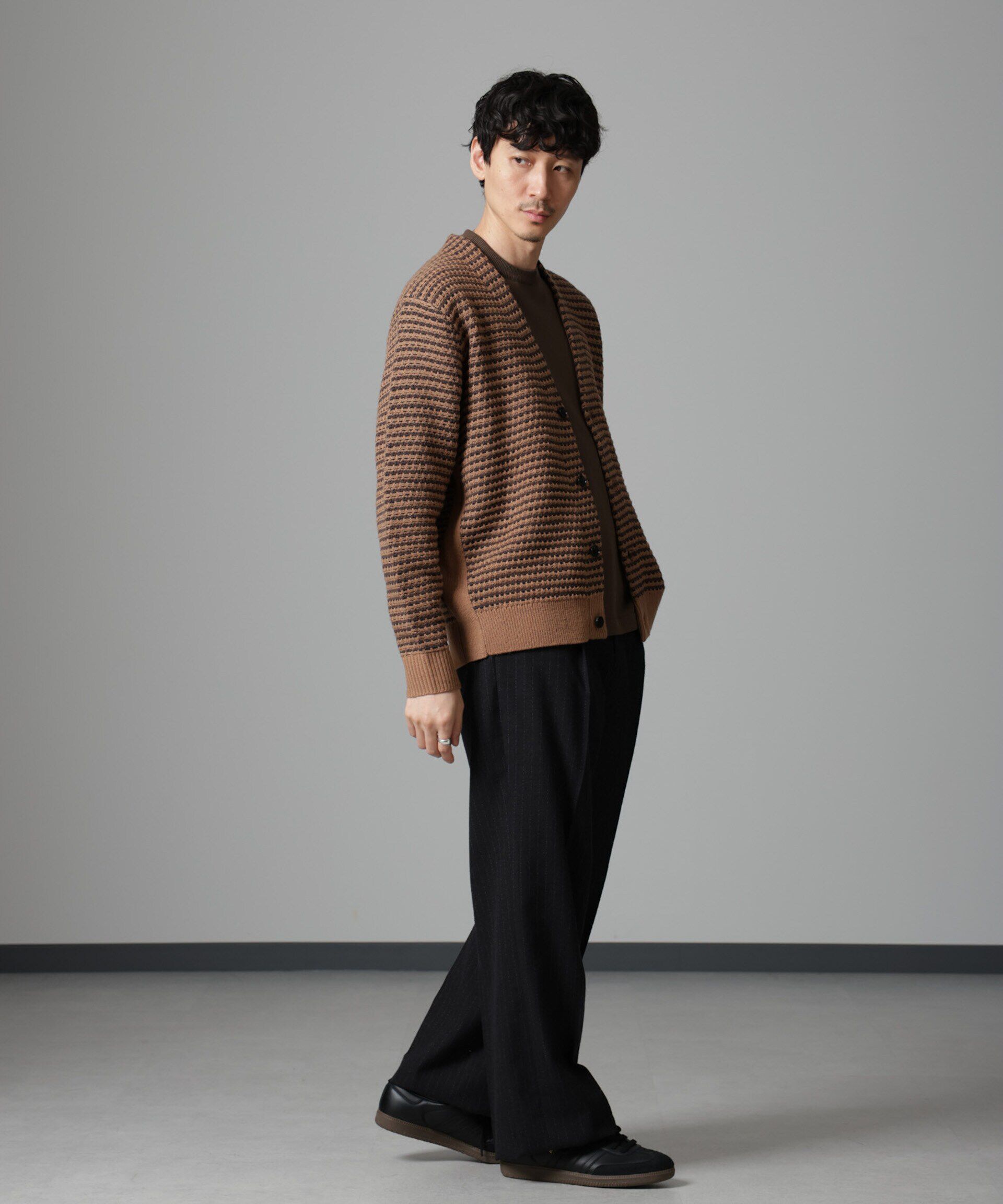 nano･universe「幾何学柄ニットカーディガン」|ニット・セーター|