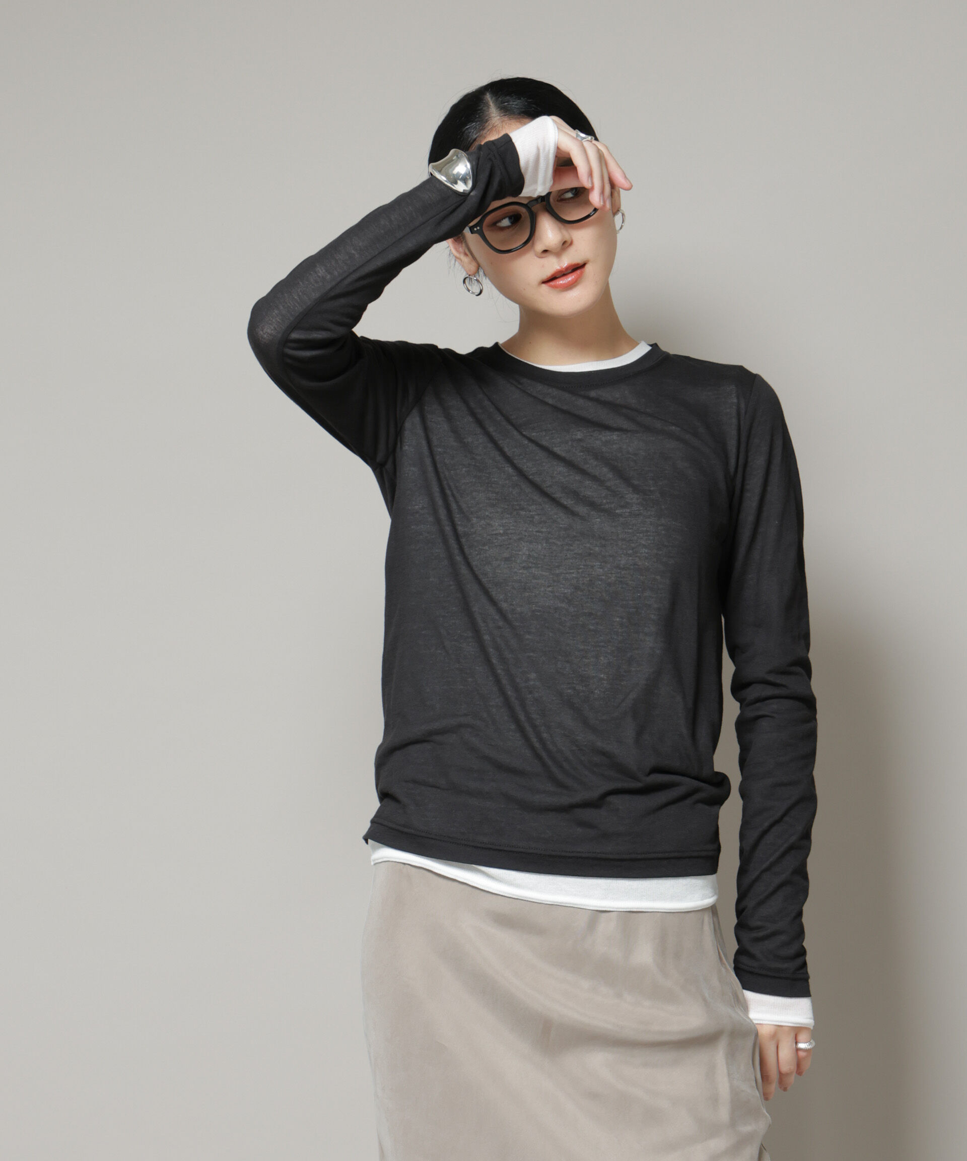 nano･universe「シアーテレコ＆天竺ロンTeeセット」|Tシャツ・カットソー|