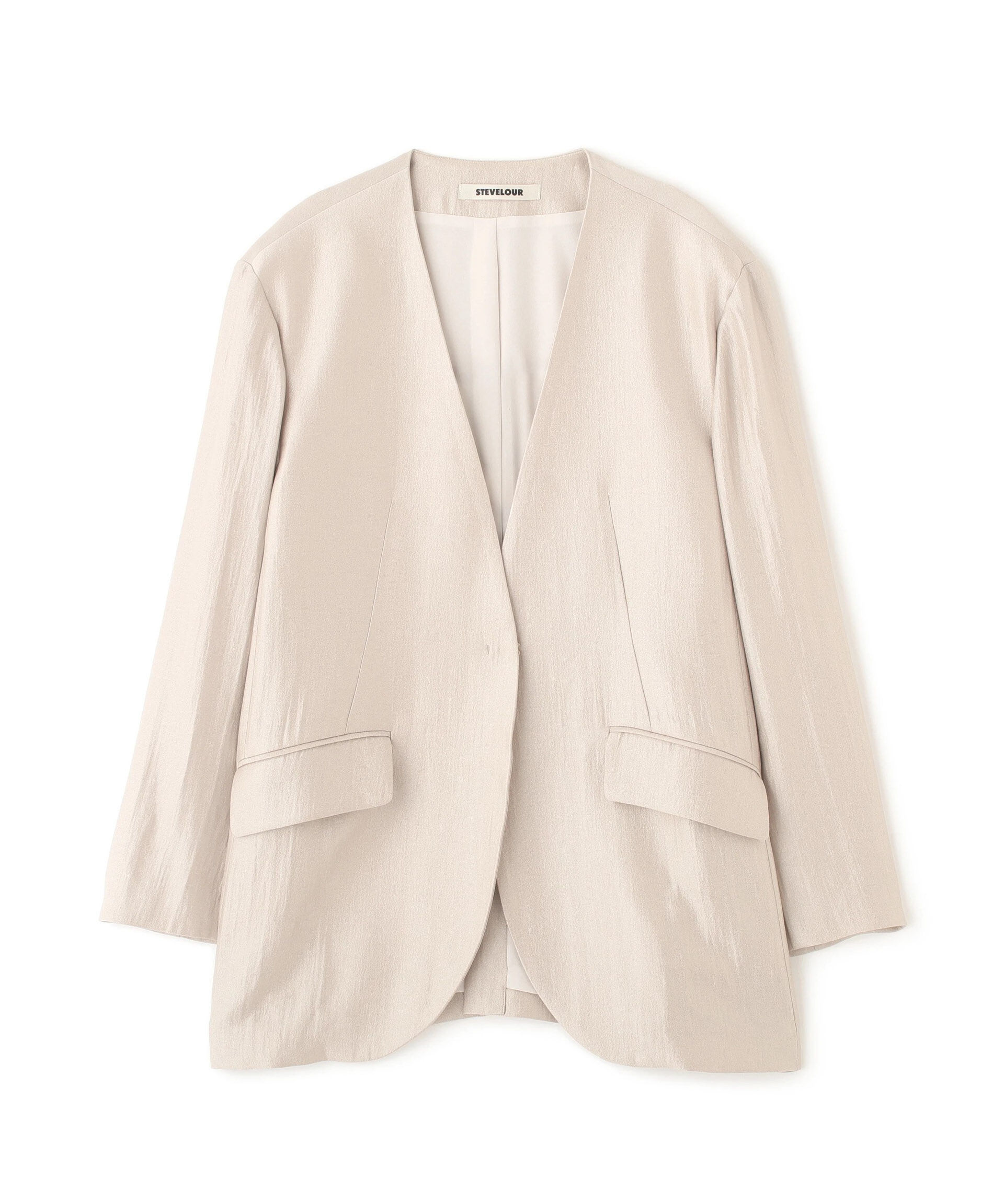 nano･universe「「STEVELOUR」サテンノーカラージャケット(セットアップ可)」|テーラードジャケット|