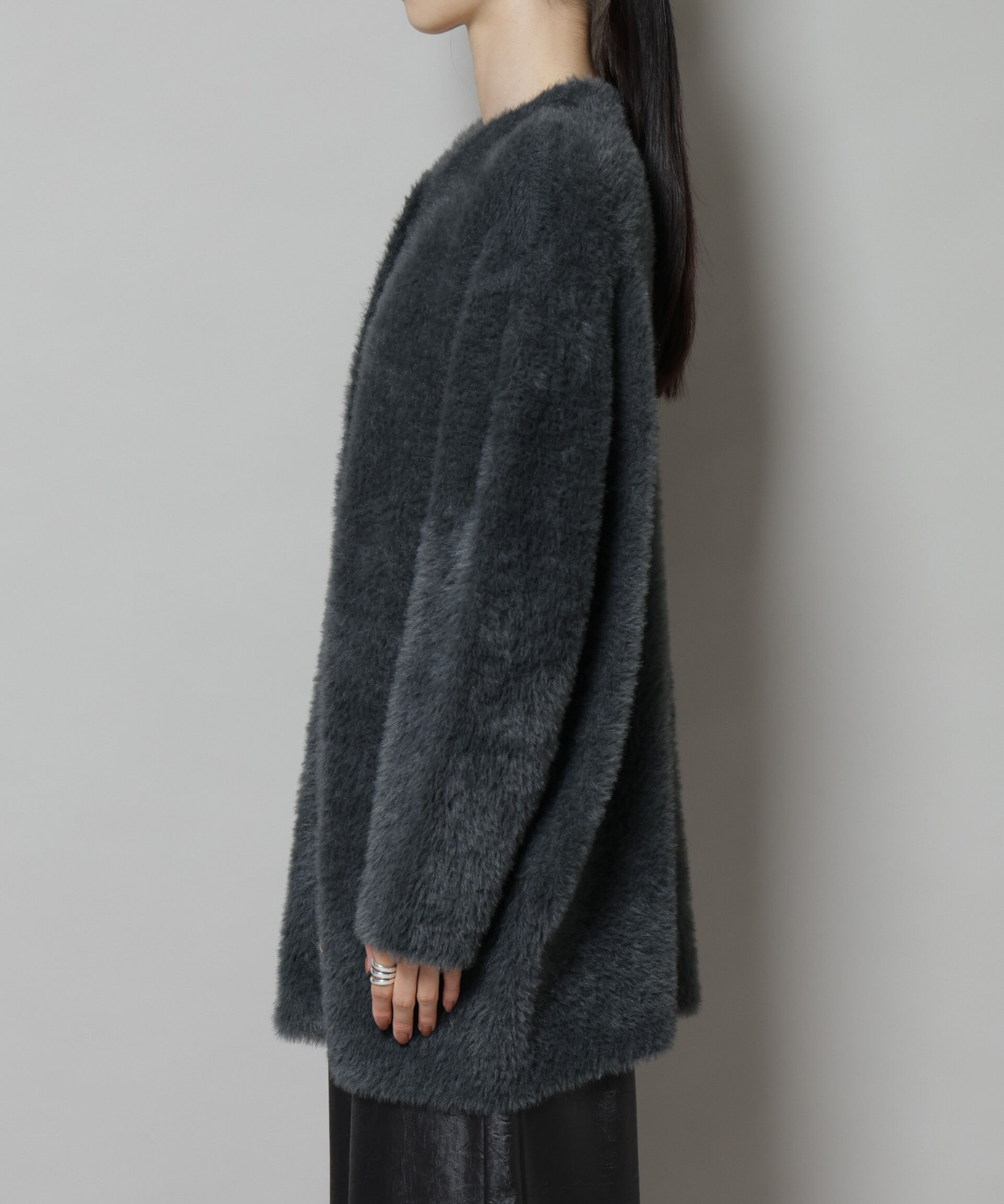 nano･universe「配色シャギーニットジャケット」|ニット・セーター|