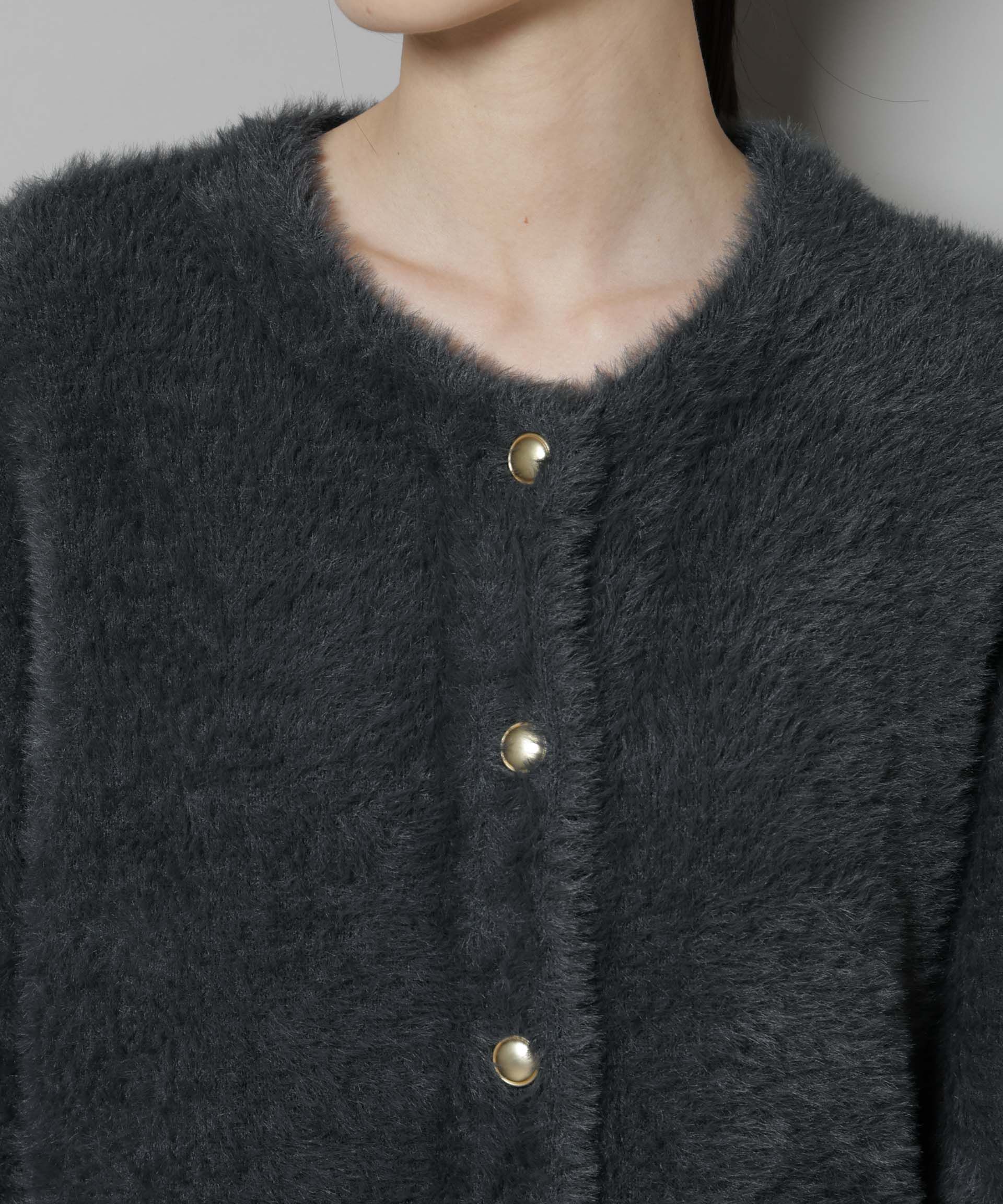 nano･universe「配色シャギーニットジャケット」|ニット・セーター|