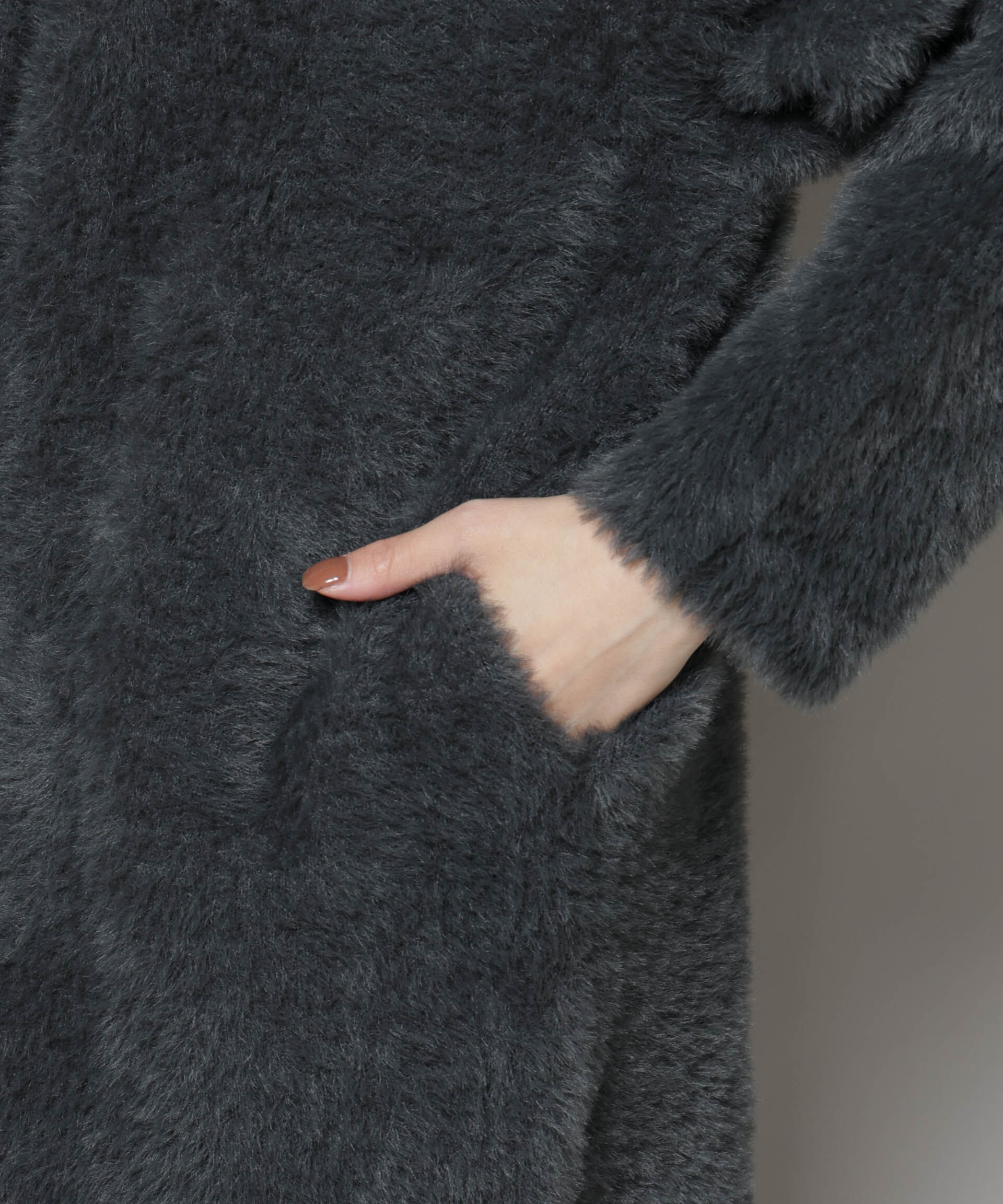 nano･universe「配色シャギーニットジャケット」|ニット・セーター|