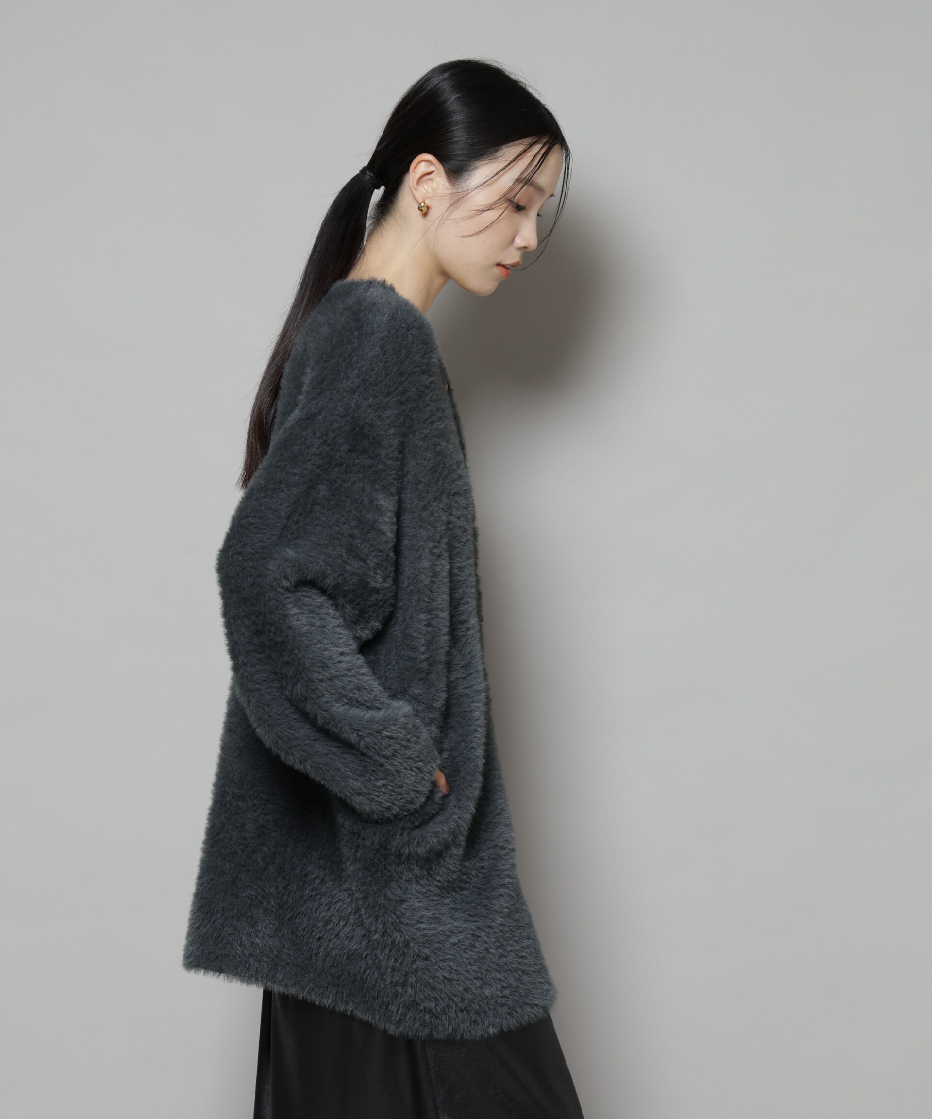 nano･universe「配色シャギーニットジャケット」|ニット・セーター|