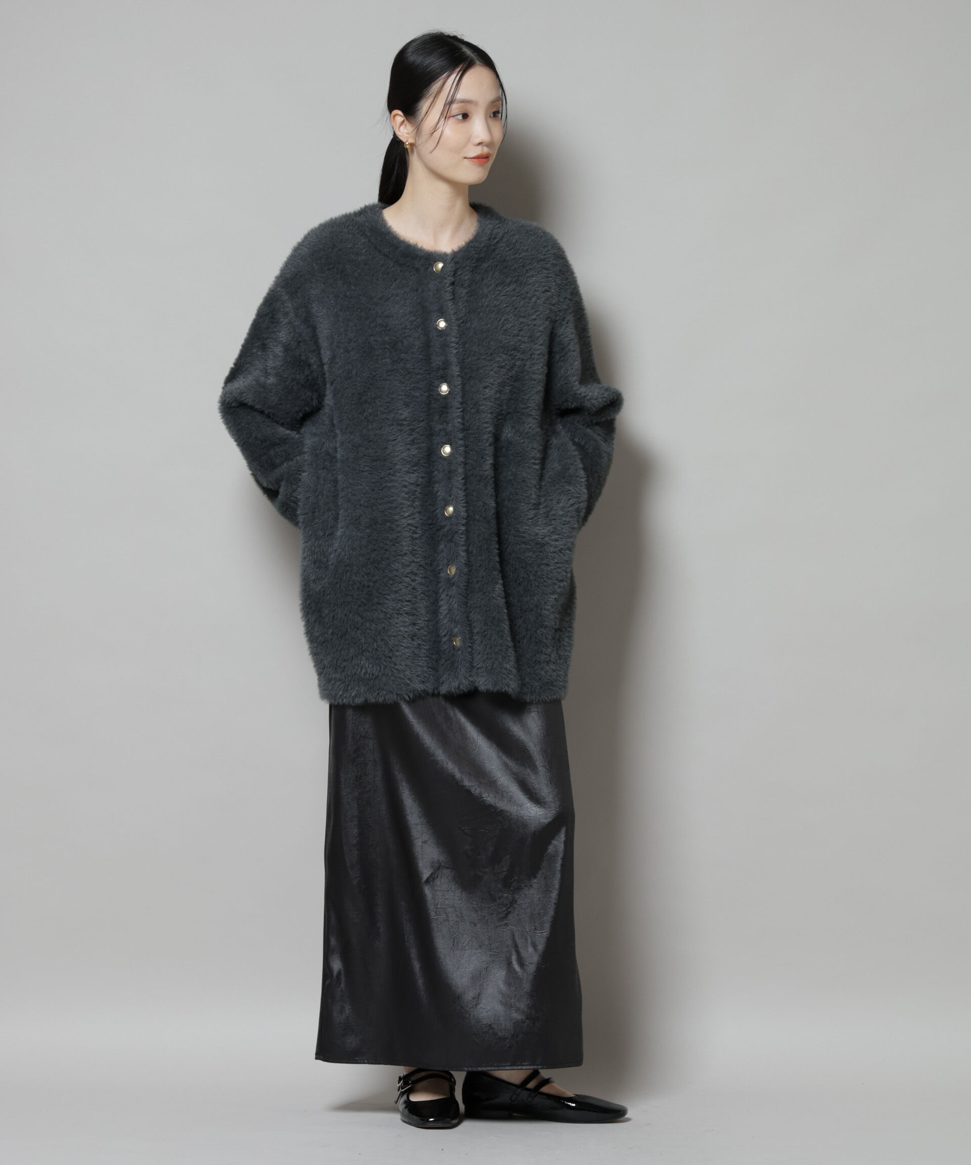 nano･universe「配色シャギーニットジャケット」|ニット・セーター|