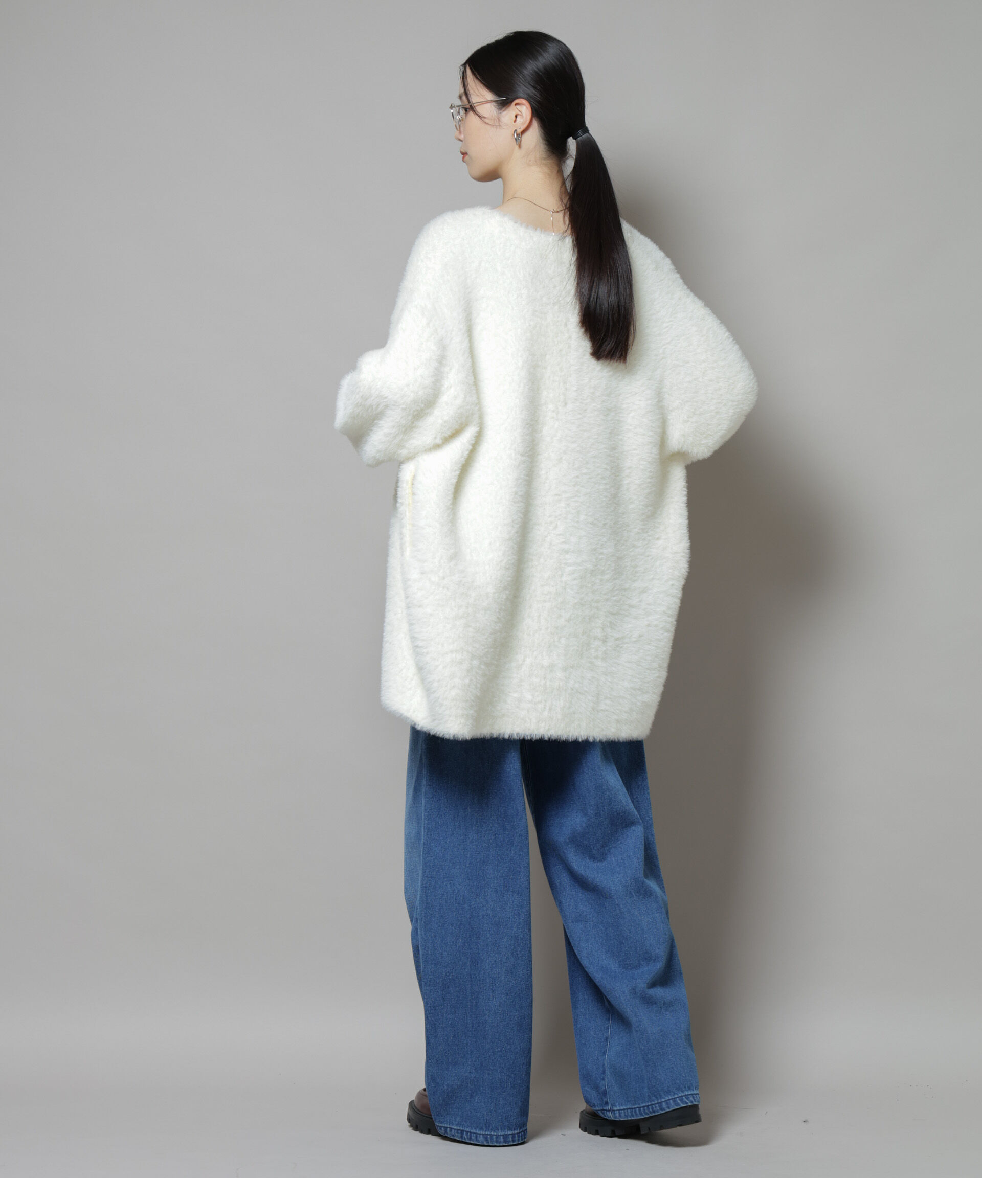 nano･universe「配色シャギーニットジャケット」|ニット・セーター|