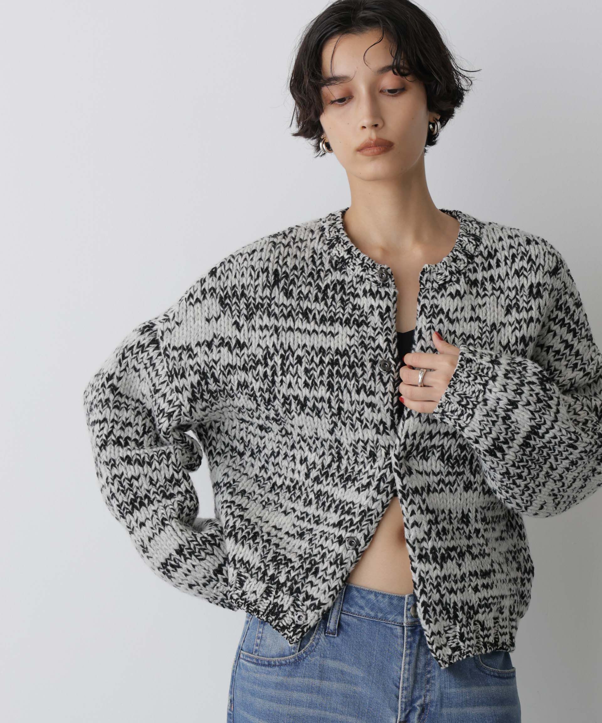  「「STEVELOUR」ミックスカラー2WAYスナップニット」|ニット・セーター|