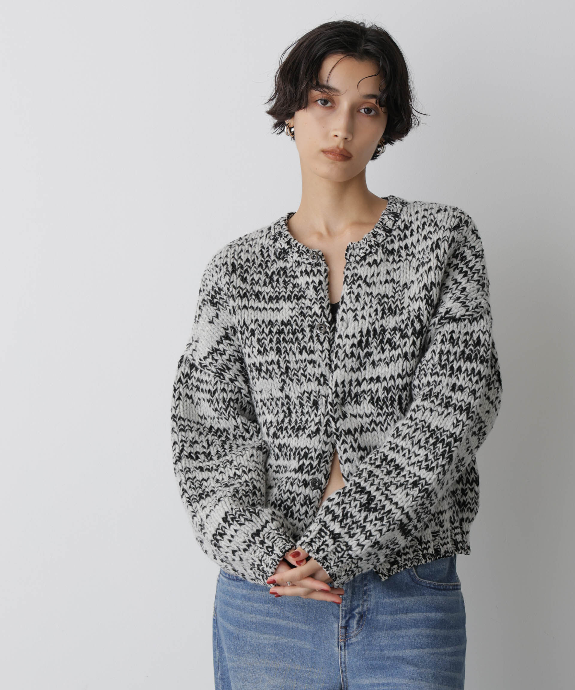  「「STEVELOUR」ミックスカラー2WAYスナップニット」|ニット・セーター|