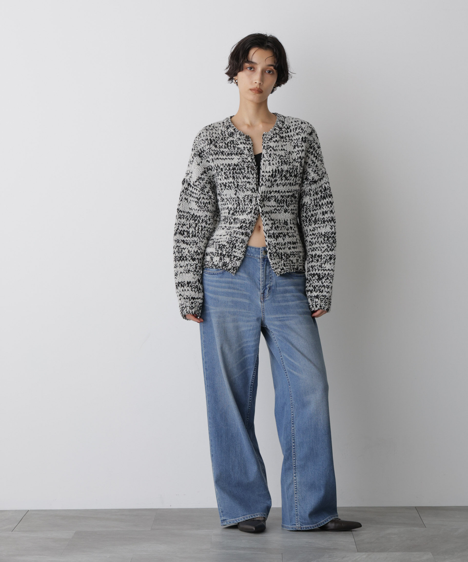  「「STEVELOUR」ミックスカラー2WAYスナップニット」|ニット・セーター|