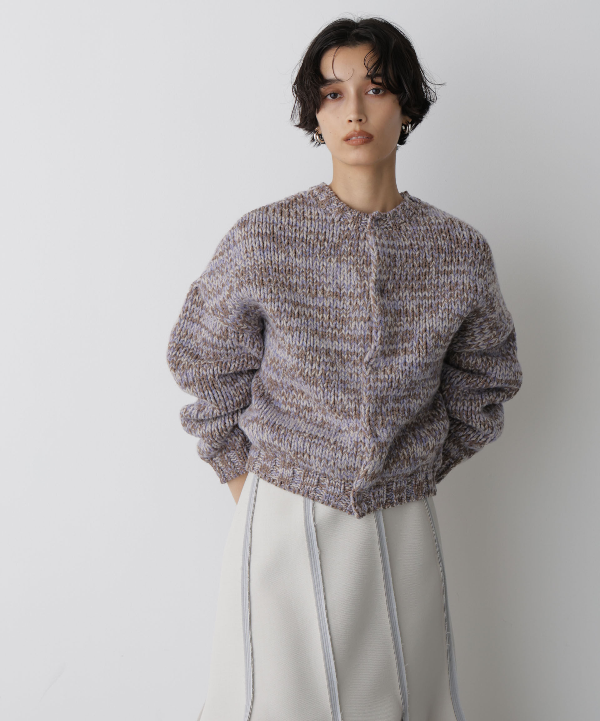  「「STEVELOUR」ミックスカラー2WAYスナップニット」|ニット・セーター|