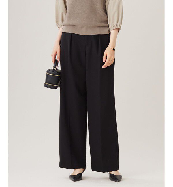 自由区「【洗える】コットンダブルクロスストレート パンツ」|その他|ブラック