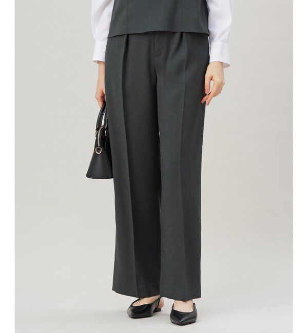 自由区「【セットアップ対応】リネンライクシンセティックワイドストレート パンツ」|その他|スレート