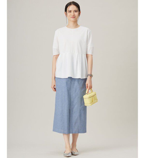 自由区「【接触冷感・UVカット・吸水速乾・抗菌防臭・洗える】ハイツイストポンチペプラム カットソー」|Tシャツ・カットソー|