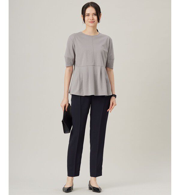 自由区「【接触冷感・UVカット・吸水速乾・抗菌防臭・洗える】ハイツイストポンチペプラム カットソー」|Tシャツ・カットソー|