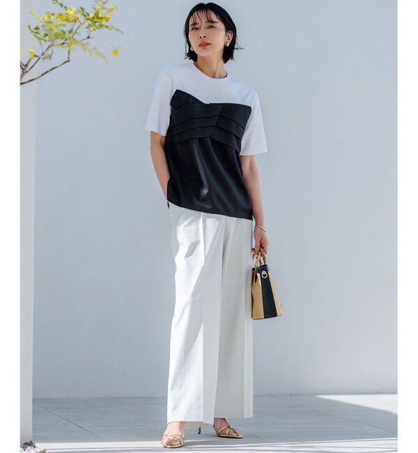 23区「【セットアップ対応/洗える】コットンリネン オックスストレッチ ワイド パンツ」|その他|