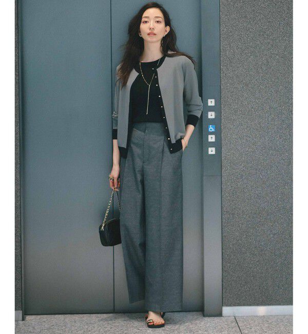 23区「【セットアップ対応/洗える】コットンリネン オックスストレッチ ワイド パンツ」|その他|