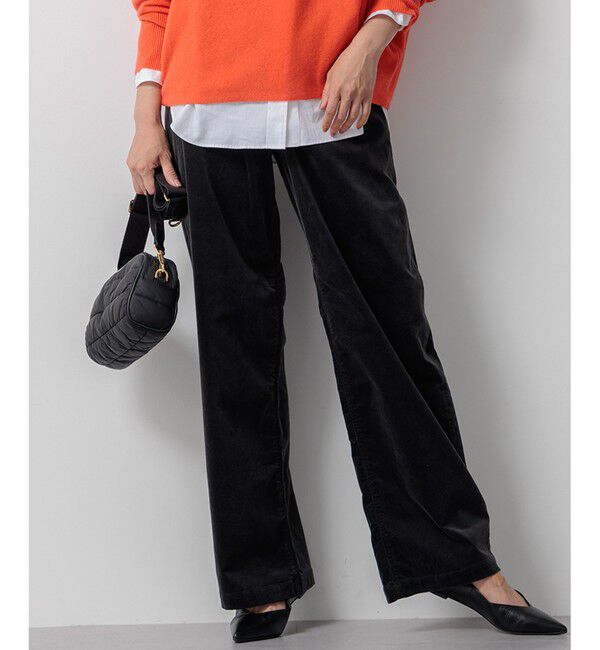 23区「【洗える】23区DENIM ベルベットストレッチ ワイドパンツ」|その他|グレー系