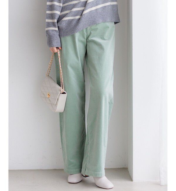 23区「【洗える】23区DENIM ベルベットストレッチ ワイドパンツ」|その他|ミント系