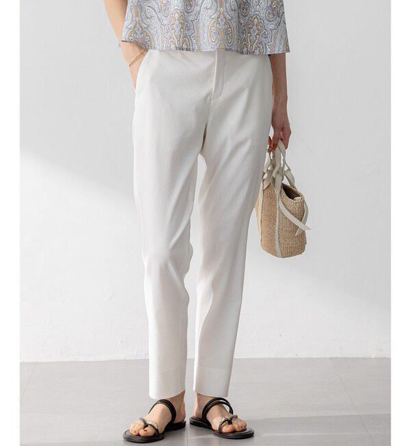 23区「【洗える】リネンレーヨンストレッチ テーパード パンツ」|その他|ホワイト系